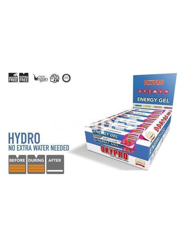 Caja de 30 unidades Oxypro Energy Gel Frambuesa con 100 mg de Cafeína - 30 geles x 50 gr - Imagen 2