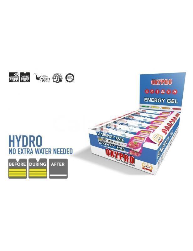 Caja de 30 unidades Oxypro Energy Gel Frambuesa con 50 mg de Cafeína - 30 geles x 50 gr - Imagen 2