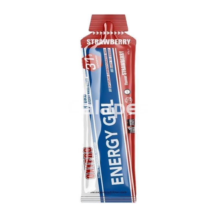 Caja de 30 unidades Oxypro Energy Gel Fresa sin Cafeína - 30 geles x 45 gr - Imagen 1