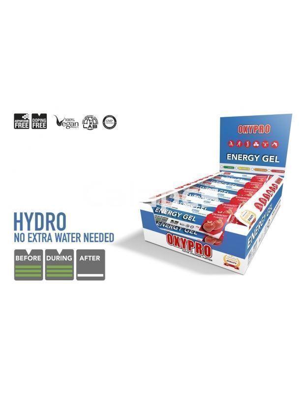Caja de 30 unidades Oxypro Energy Gel Fresa sin Cafeína - 30 geles x 45 gr - Imagen 2