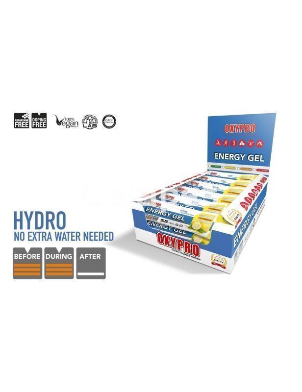 Caja de 30 unidades Oxypro Energy Gel Limón con 100 mg de Cafeína - 30 geles x 50 gr - Imagen 2