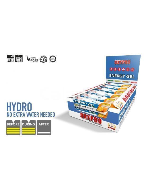Caja de 30 unidades Oxypro Energy Gel Naranja con 50 mg de Cafeína - 30 geles x 50 gr - Imagen 2